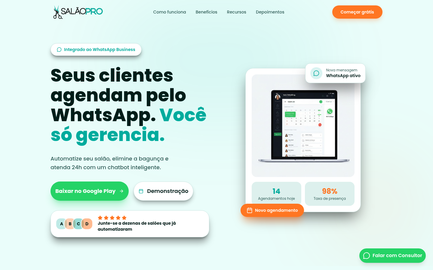 Interface do projeto Salão Pro